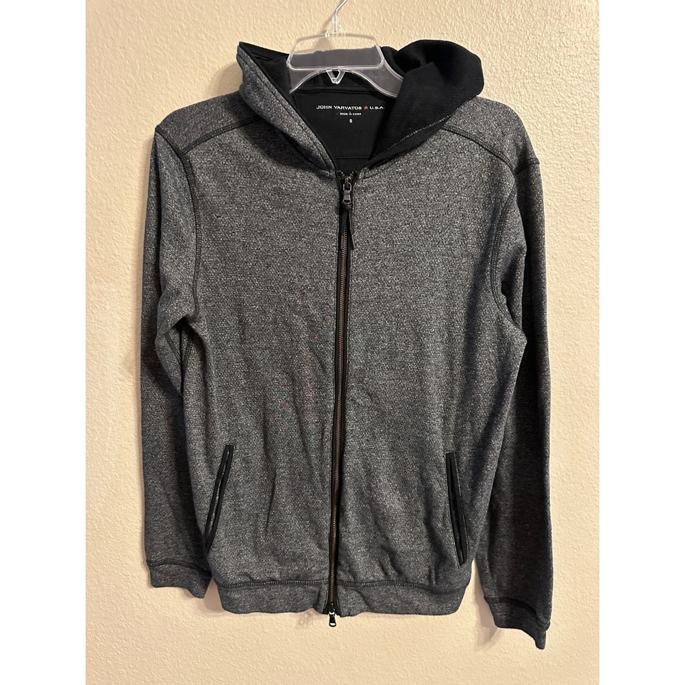 John Varvatos Star USA Gray Full Zip Hoodie Jacket Mens Small Casual